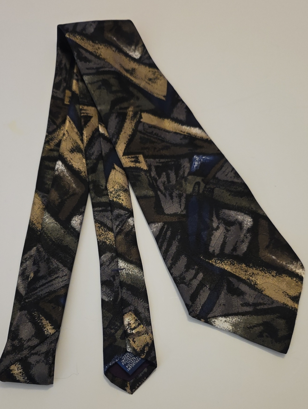 David Taylor Abstract Pattern Tie in Black, Gold & Blue